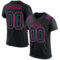 Custom Black Black Powder Blue-Hot Pink Mesh Authentic Football Jersey
