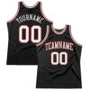 Custom Black White-Red Authentic Throwback Basketball Jersey