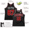 Custom Black Red-White Authentic Throwback Basketball Jersey