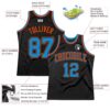 Custom Black Blue-Orange Authentic Throwback Basketball Jersey