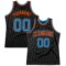 Custom Black Blue-Orange Authentic Throwback Basketball Jersey