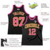 Custom Black Pink-Neon Green Authentic Throwback Basketball Jersey