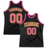 Custom Black Pink-Neon Green Authentic Throwback Basketball Jersey