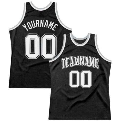 Black1279 Custom Black White-Gray Authentic Throwback Basketball Jersey
