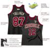 Custom Black Cream Pinstripe Maroon-Cream Authentic Basketball Jersey