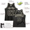 Custom Black Cream Pinstripe Black-Cream Authentic Basketball Jersey