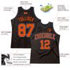 Custom Black Orange Pinstripe Orange-Light Blue Authentic Basketball Jersey