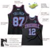 Custom Black Light Blue Pinstripe Light Blue-Pink Authentic Basketball Jersey