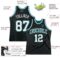 Custom Black Teal Pinstripe White Black-Teal Authentic Basketball Jersey