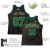 Custom Black Old Gold Pinstripe Kelly Green-Old Gold Authentic Basketball Jersey