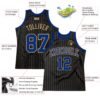 Custom Black Old Gold Pinstripe Royal-Old Gold Authentic Basketball Jersey