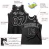 Custom Black Gray Pinstripe Black-Gray Authentic Basketball Jersey