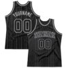 Custom Black Gray Pinstripe Black-Gray Authentic Basketball Jersey