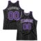 Custom Black Gray Pinstripe Purple-Gray Authentic Basketball Jersey