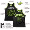 Custom Black Neon Green-White Authentic Throwback Basketball Jersey