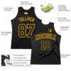 Custom Black Gold Authentic Throwback Basketball Jersey