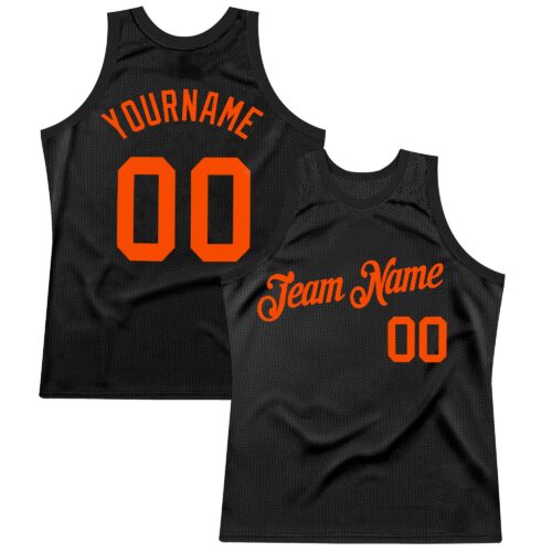 Black1543 Custom Black Orange Authentic Throwback Basketball Jersey