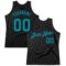 Custom Black Teal Authentic Throwback Basketball Jersey