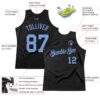 Custom Black Light Blue Authentic Throwback Basketball Jersey