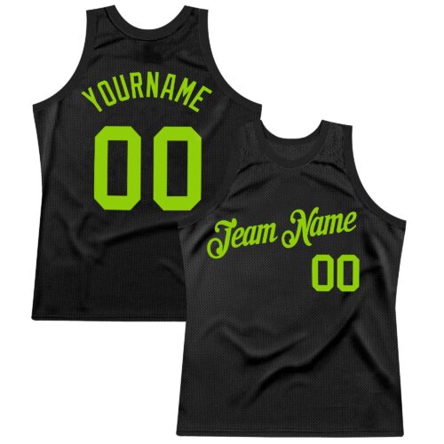 Black1547 Custom Black Neon Green Authentic Throwback Basketball Jersey
