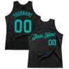 Custom Black Aqua Authentic Throwback Basketball Jersey