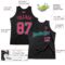 Custom Black Neon Pink-Aqua Authentic Throwback Basketball Jersey