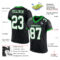 Black1566-1 Custom Black White-Grass Green Mesh Authentic Football Jersey