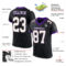 Black1573-1 Custom Black White-Purple Mesh Authentic Football Jersey