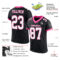 Black1576-1 Custom Black White-Pink Mesh Authentic Football Jersey