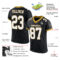 Black1577-1 Custom Black White-Old Gold Mesh Authentic Football Jersey