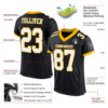 Custom Black White-Gold Mesh Authentic Football Jersey