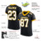 Black1579-1 Custom Black White-Gold Mesh Authentic Football Jersey
