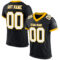 Black1579 Custom Black White-Gold Mesh Authentic Football Jersey