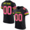 Custom Black Pink-Neon Yellow Mesh Authentic Football Jersey