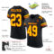 Black1603-1 Custom Black Yellow-Orange Mesh Authentic Football Jersey