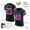 Black1605-1 Custom Black Pink-Aqua Mesh Authentic Football Jersey