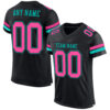 Custom Black Pink-Aqua Mesh Authentic Football Jersey