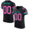 Black1605 Custom Black Pink-Aqua Mesh Authentic Football Jersey