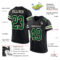 Black1609-1 Custom Black Green-Cream Mesh Authentic Football Jersey