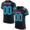 Black1611 Custom Black Teal-Purple Mesh Authentic Football Jersey