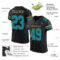 Black1612-1 Custom Black Teal-Old Gold Mesh Authentic Football Jersey