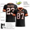 Black1684-1 Custom Black White-Orange Authentic Football Jersey