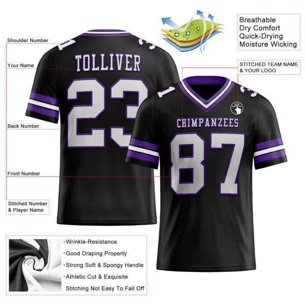 Custom Black White-Purple Authentic Football Jersey