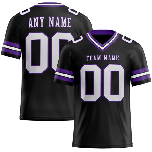 Custom Black White-Purple Authentic Football Jersey