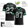 Black1689-1 Custom Black White-Kelly Green Authentic Football Jersey