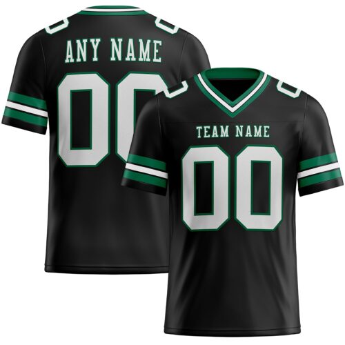 Custom Black White-Kelly Green Authentic Football Jersey
