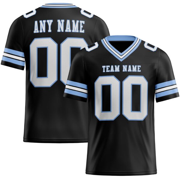 Custom Black White-Light Blue Authentic Football Jersey