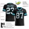 Custom Black White-Teal Authentic Football Jersey