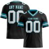 Custom Black White-Teal Authentic Football Jersey