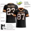 Black1695-1 Custom Black White-Texas Orange Authentic Football Jersey